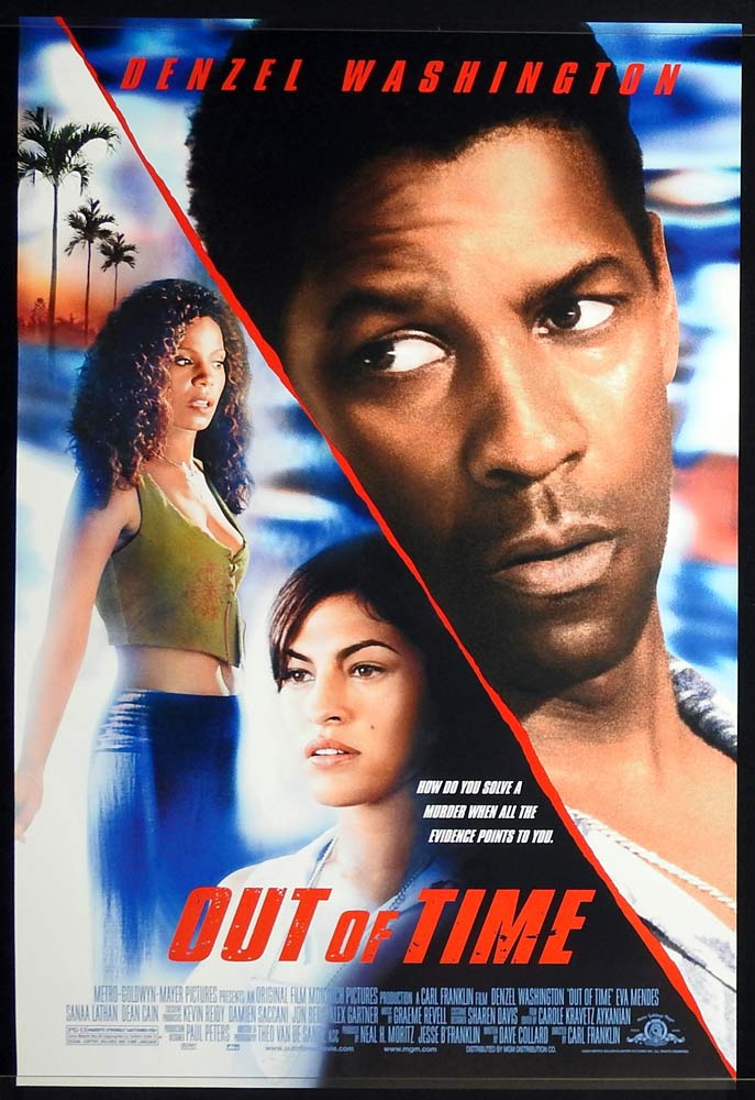 OUT OF TIME Original One Sheet Movie Poster Denzel Washington Eva Mendes