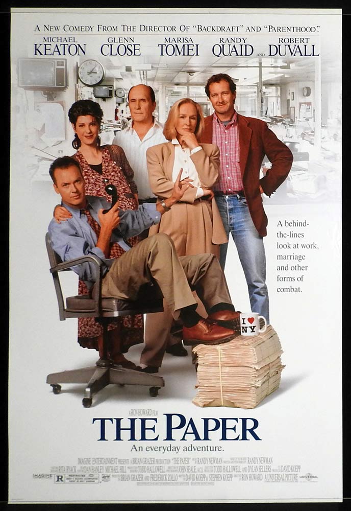THE PAPER Original One Sheet Movie Poster Meryl Streep Michael Keaton Glenn Close Marisa Tomei