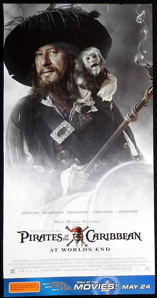 PIRATES OF THE CARIBBEAN AT WORLDS END Original Daybill Movie Poster Geoffrey Rush