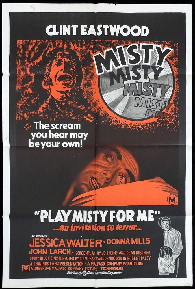 PLAY MISTY FOR ME Original One Sheet Movie poster Clint Eastwood Jessica Walter