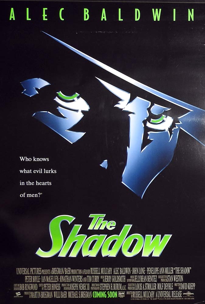 THE SHADOW Original US One Sheet Movie Poster Alec Baldwin John Lone