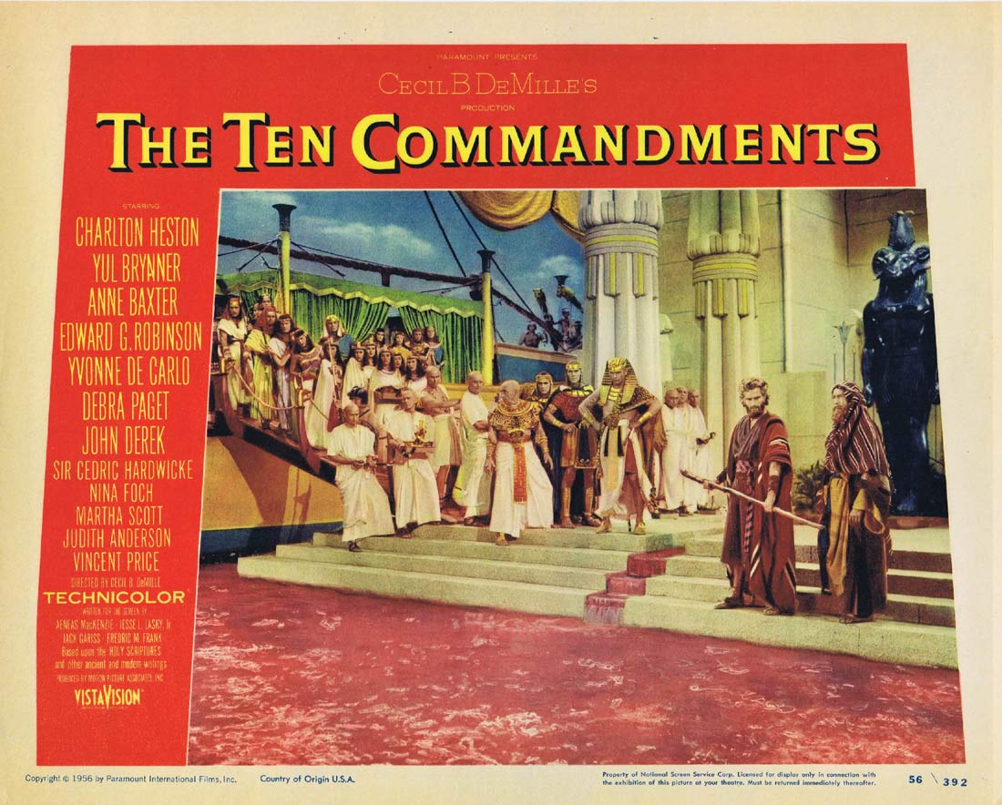 THE TEN COMMANDMENTS Original 1956 Lobby Card 1 Cecil B. DeMille Charlton Heston