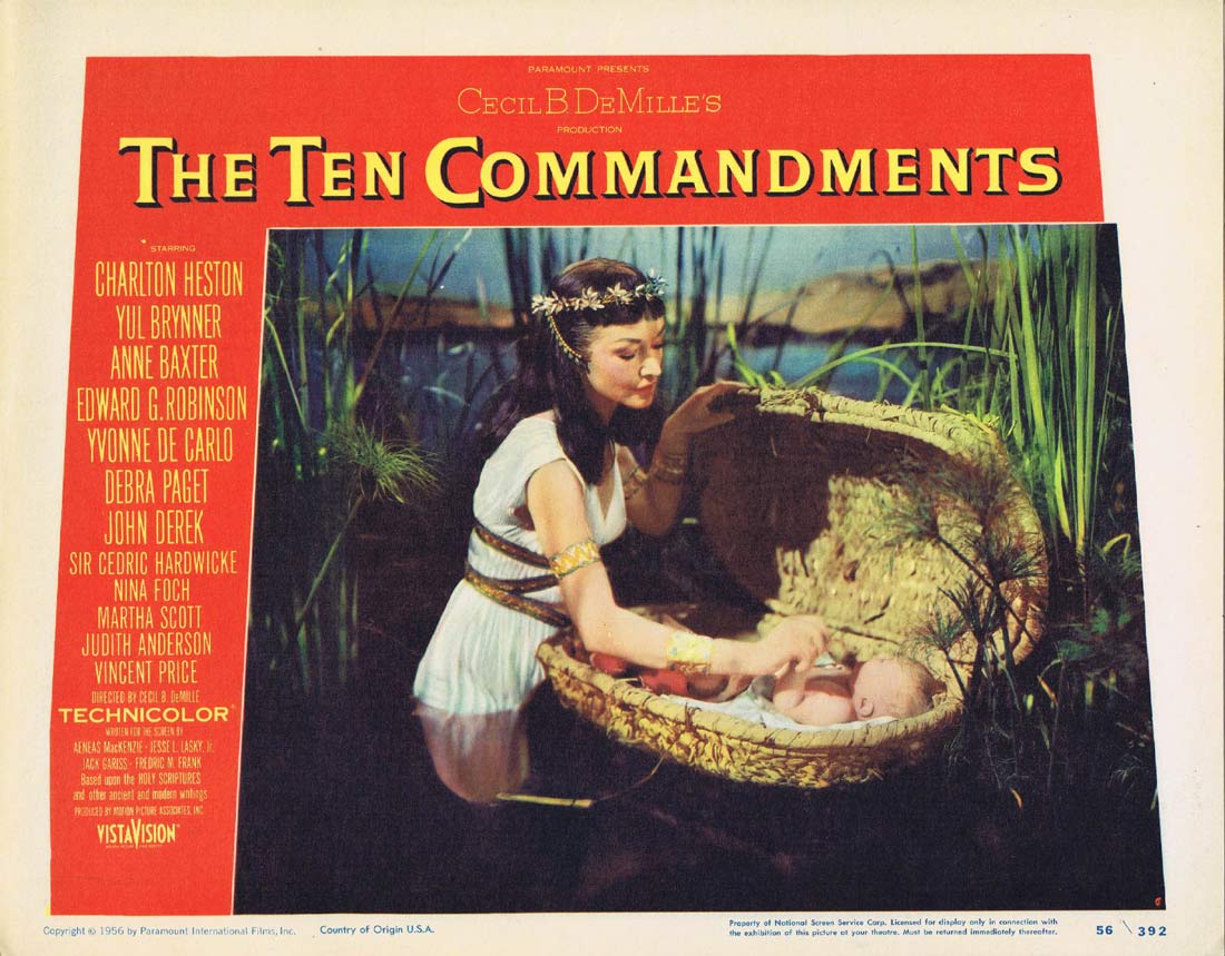 THE TEN COMMANDMENTS Original 1956 Lobby Card 6 Cecil B. DeMille Charlton Heston