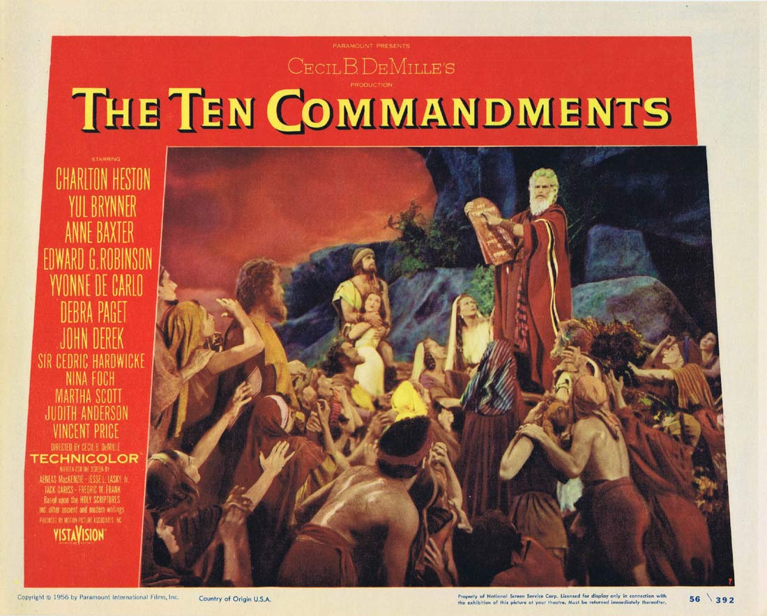 THE TEN COMMANDMENTS Original 1956 Lobby Card 7 Cecil B. DeMille Charlton Heston