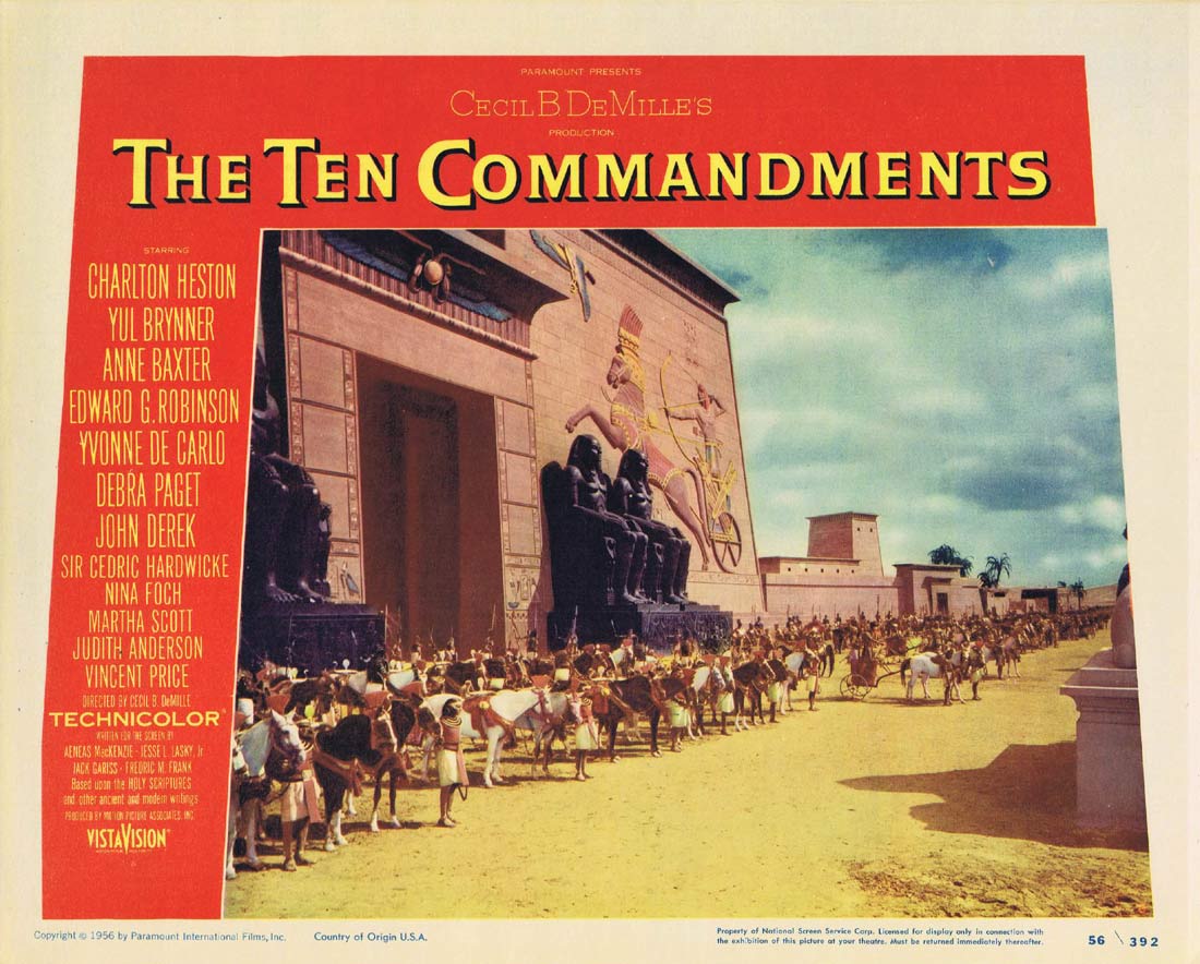 THE TEN COMMANDMENTS Original 1956 Lobby Card 8 Cecil B. DeMille Charlton Heston