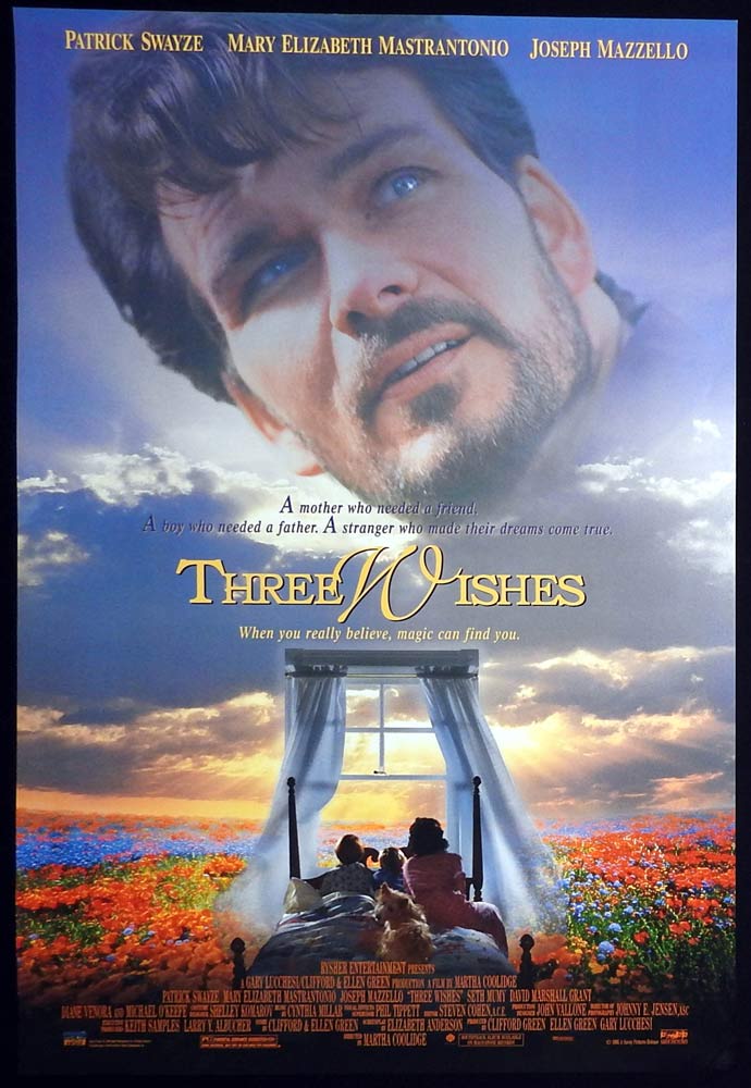 THREE WISHES Original ADV US One Sheet Movie Poster Patrick Swayze Mary Elizabeth Mastrantonio