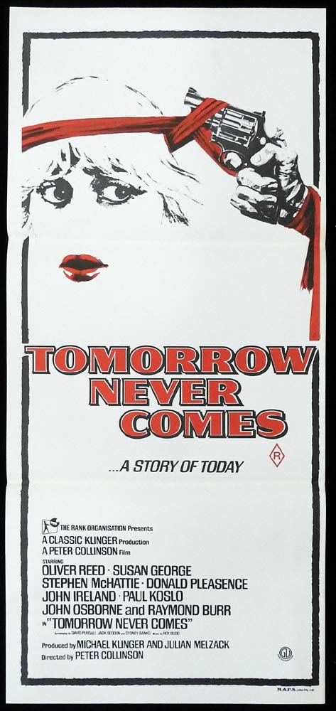 TOMORROW NEVER COMES Original daybill Movie poster Oliver Reed Susan George