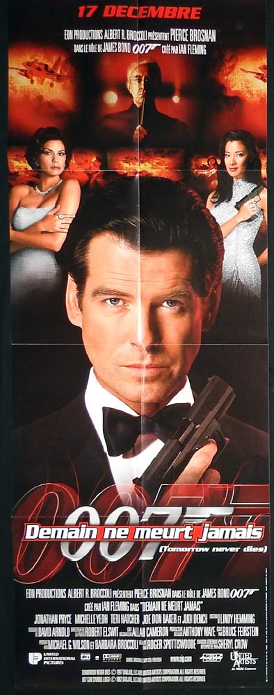 TOMORROW NEVER DIES Original French Door Panel Movie Poster Pierce Brosnan James Bond
