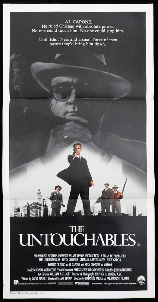 THE UNTOUCHABLES Original daybill Movie poster Kevin Costner Robert De Niro Sean Connery