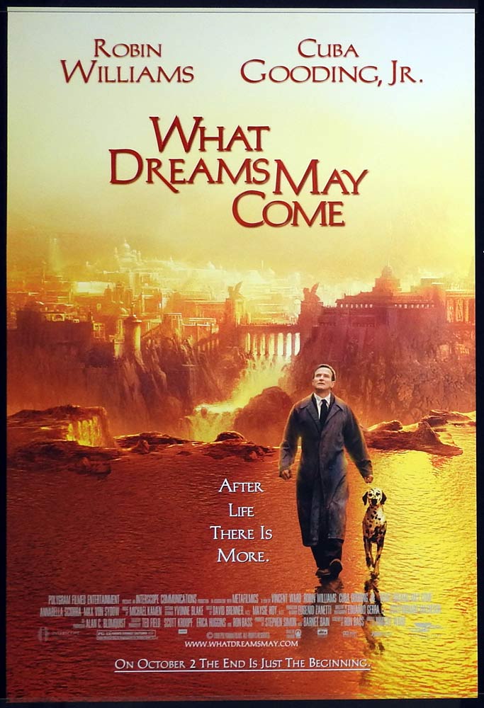 WHAT DREAMS MAY COME Original ADV US One Sheet Movie poster Robin Williams Annabella Sciorra