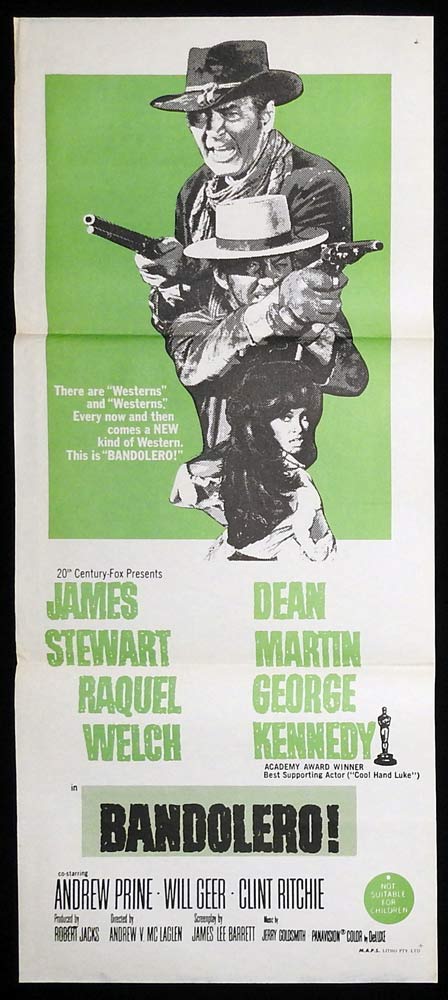 BANDOLERO Original Daybill Movie poster James Stewart Dean Martin Raquel Welch