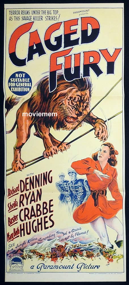CAGED FURY Original Daybill Movie Poster Richard Denning Richardson Studio art