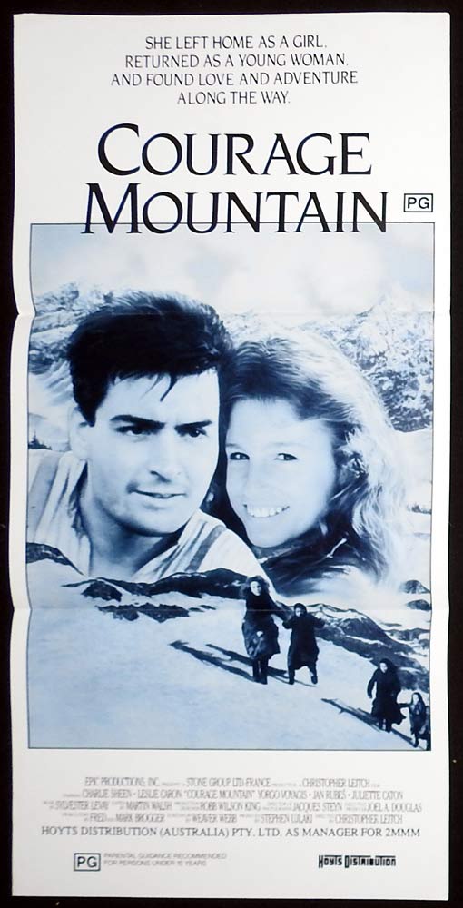 COURAGE MOUNTAIN Original Daybill Movie Poster Charlie Sheen Leslie Caron RARE