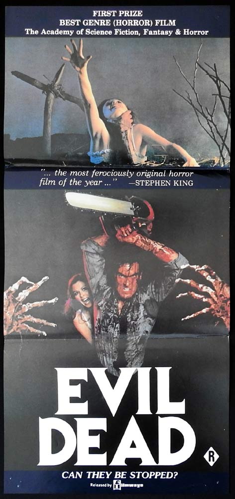 THE EVIL DEAD Original Daybill Movie Poster Sam Raimi Bruce Campbell Chainsaw