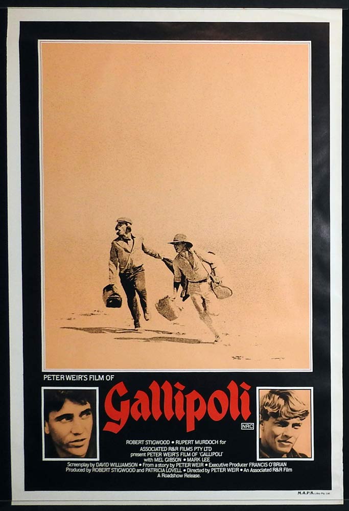 GALLIPOLI Original ROLLED Australian One Sheet Movie Poster Mel Gibson Mark Lee Peter Weir