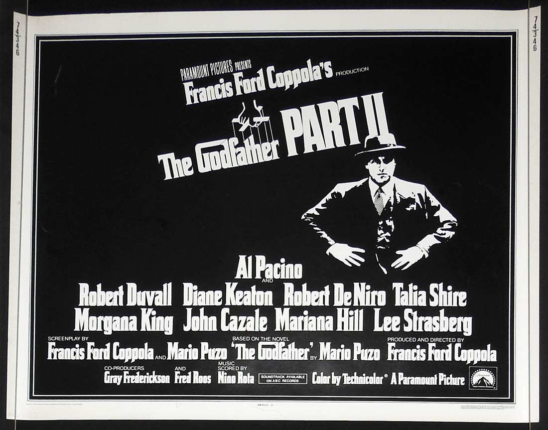 THE GODFATHER PART II Rare US Half Sheet Movie poster Al Pacino Robert Duvall Robert De Niro