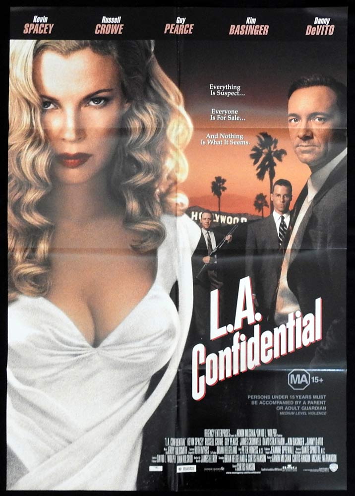 L.A CONFIDENTIAL Original One Sheet Movie poster Kevin Spacey Guy Pearce Kim Basinger