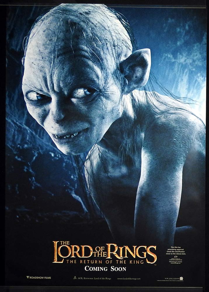 THE LORD OF THE RINGS RETURN OF THE KING Original ROLLED Australian One sheet Movie poster Gollum