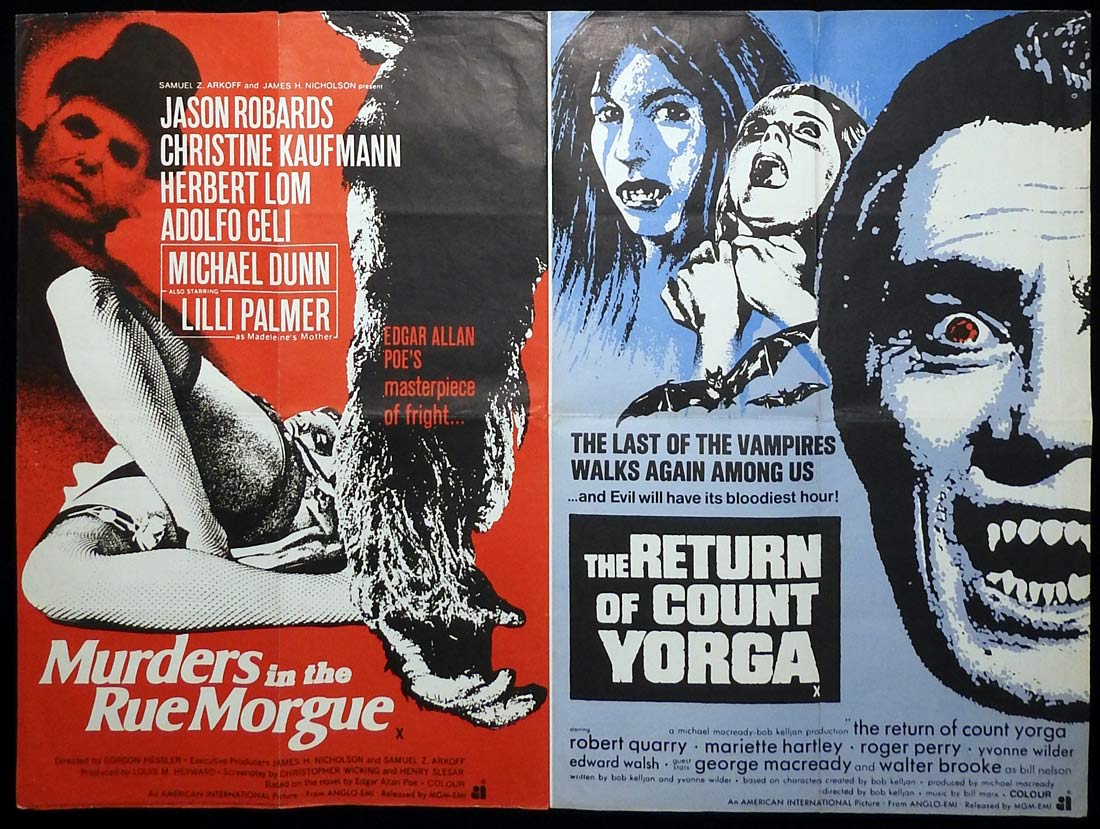 MURDERS IN THE RUE MORGUE and THE RETURN OF COUNT YORGA Original Double Bill British Quad movie poster