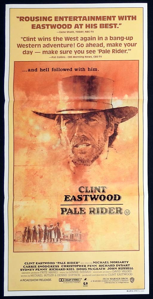 PALE RIDER Original Daybill Movie poster Clint Eastwood Michael Moriarty Carrie Snodgress