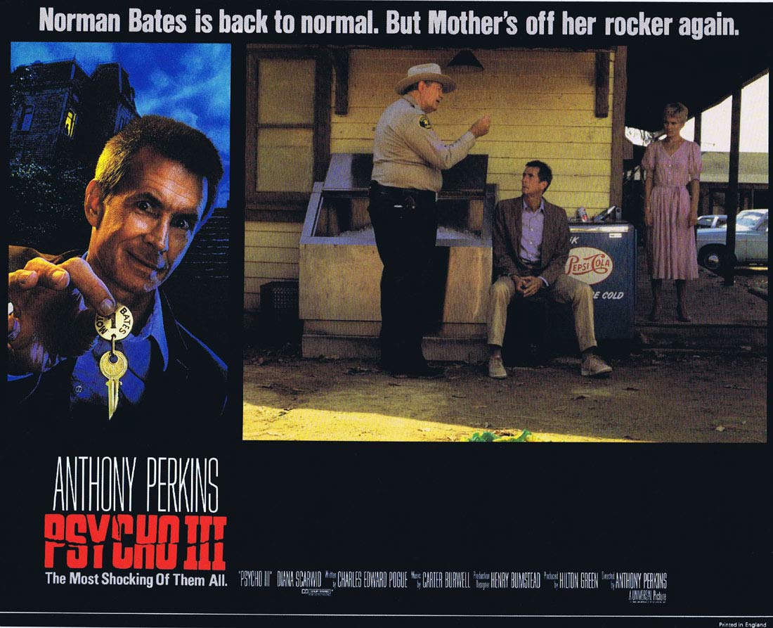 PSYCHO III Original UK Lobby Card 5 Anthony Perkins Mothers Off Her Rocker!