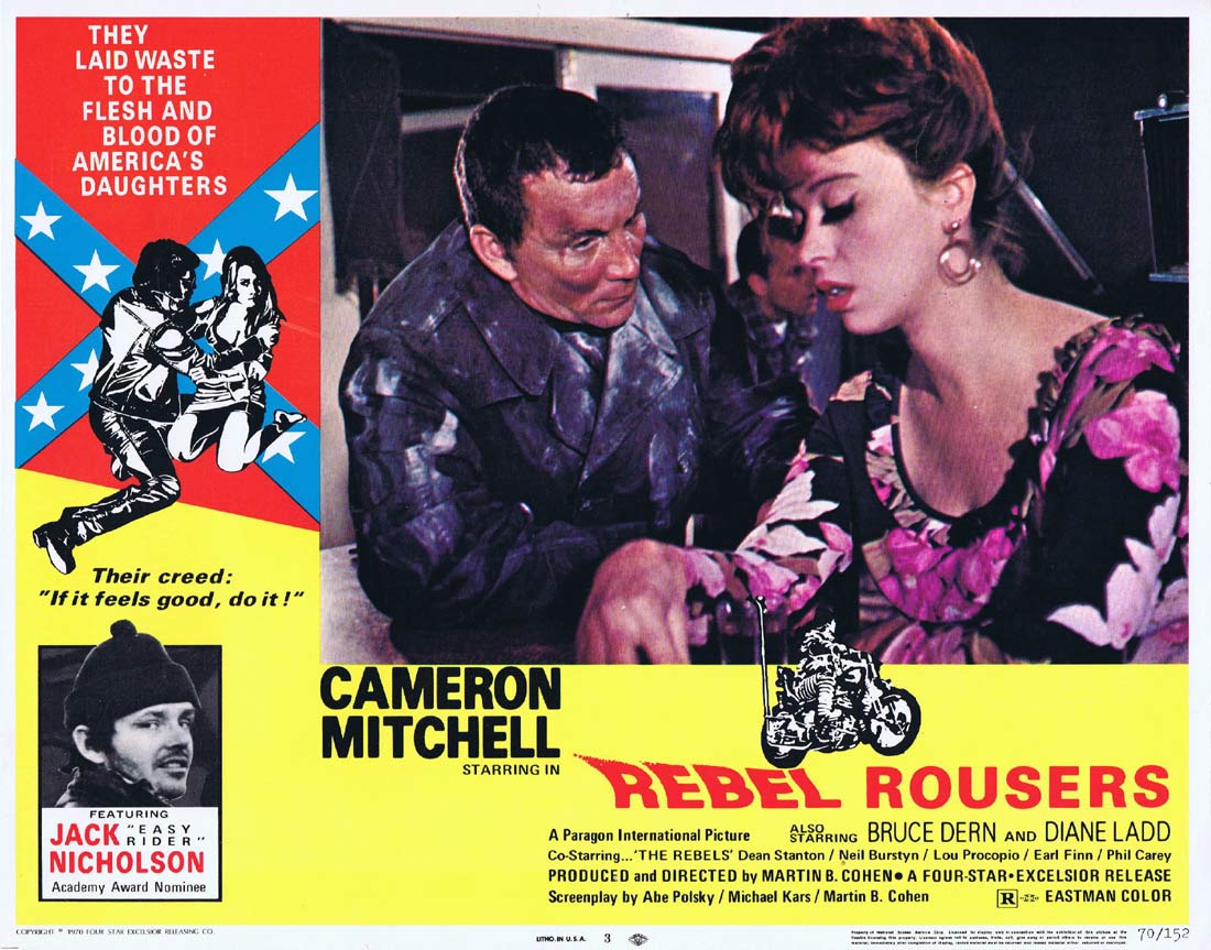 REBEL ROUSERS Original US Lobby Card 3 Bruce Dern Jack Nicholson Biker
