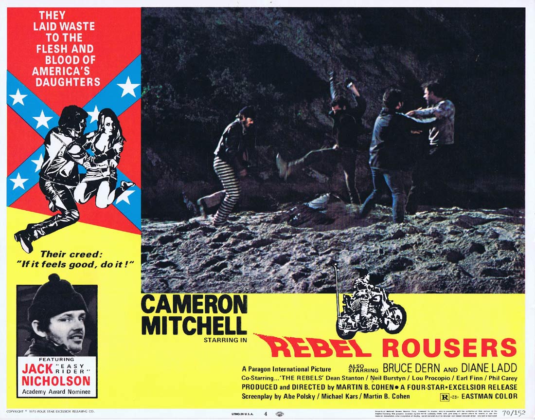 REBEL ROUSERS Original US Lobby Card 4 Bruce Dern Jack Nicholson Biker