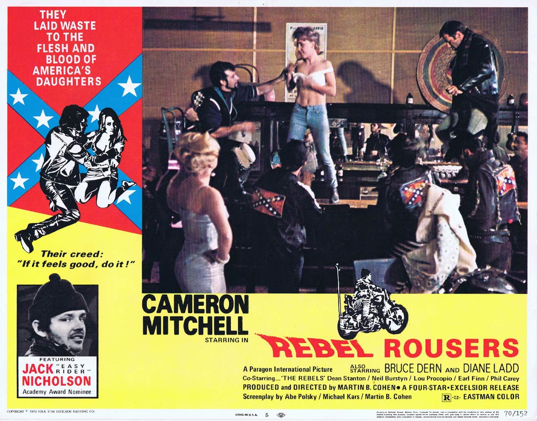 REBEL ROUSERS Original US Lobby Card 5 Bruce Dern Jack Nicholson Biker