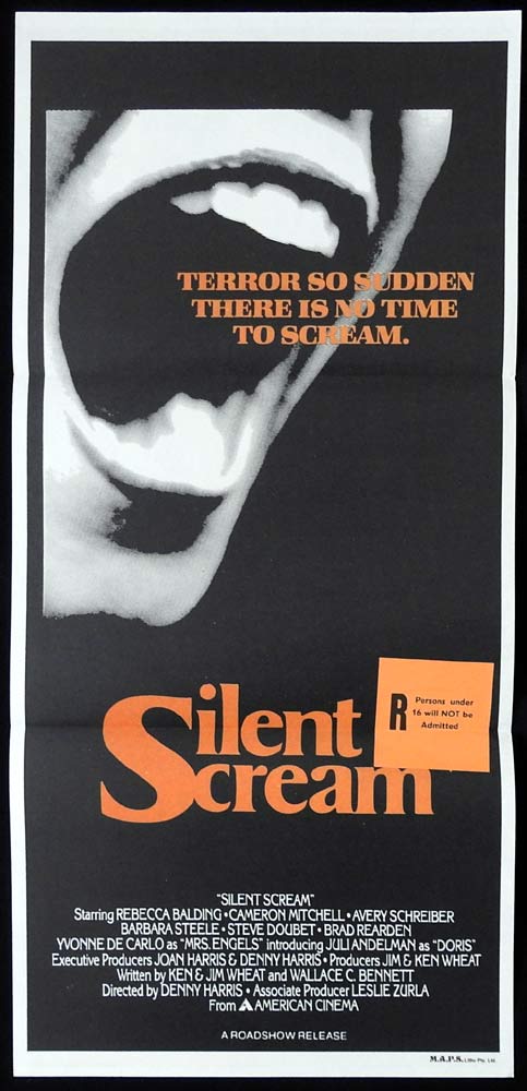 SILENT SCREAM Original Daybill Movie Poster Rebecca Balding Barbara Steele Horror