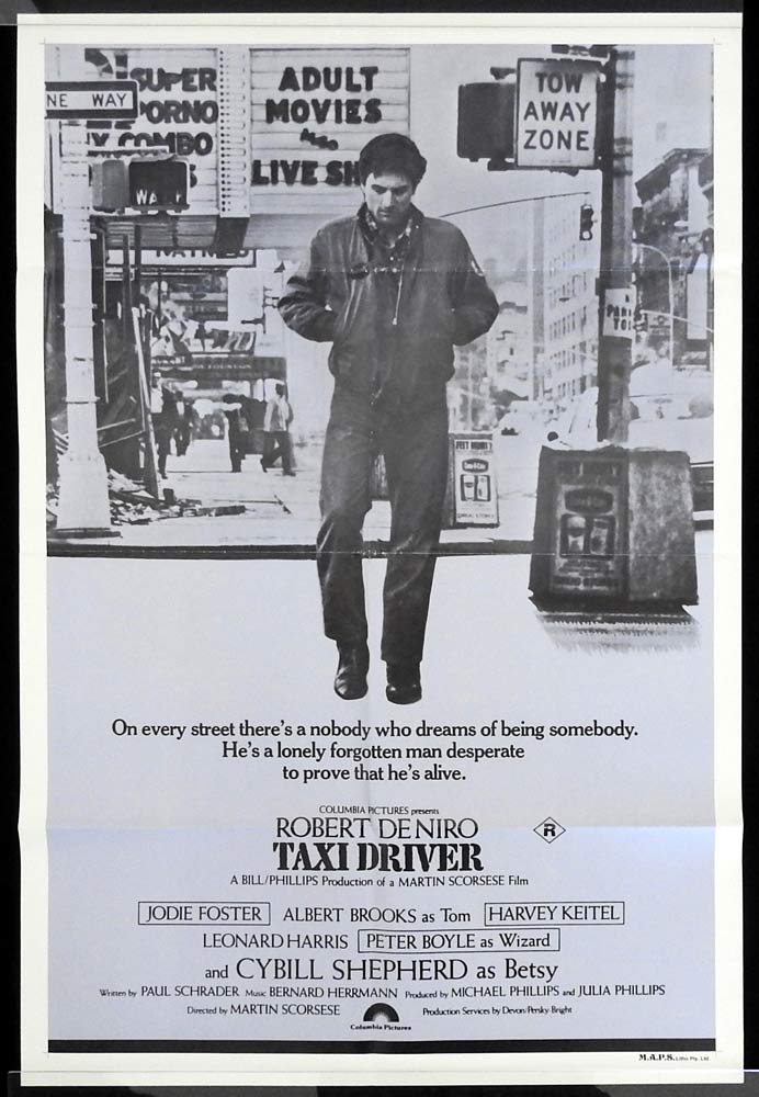 TAXI DRIVER Original Australian One sheet Movie poster Robert De Niro Martin Scorsese