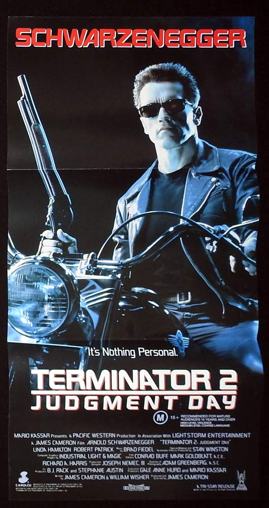 THE TERMINATOR 2 JUDGMENT DAY Original Daybill Movie poster Arnold Schwarzenegger