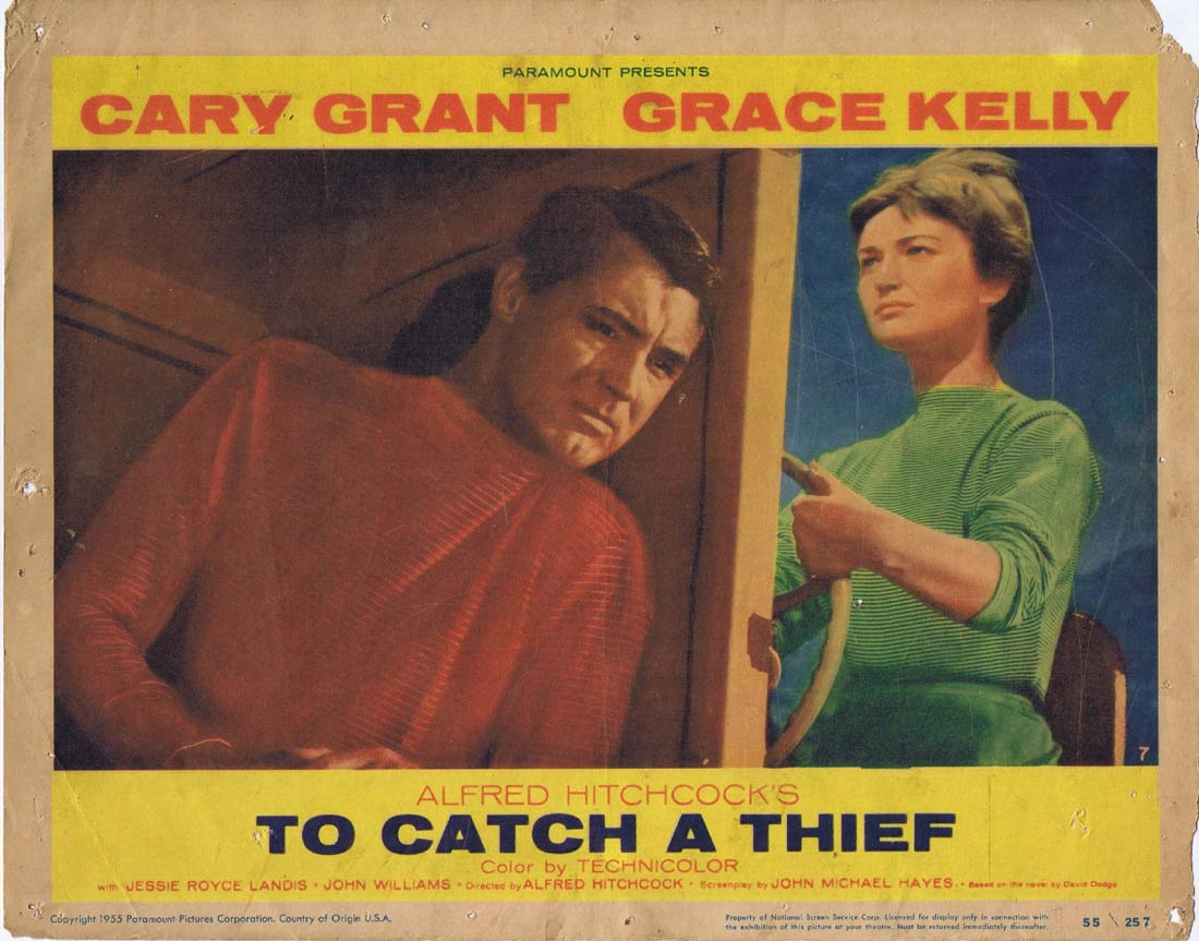TO CATCH A THIEF Original Lobby Card 7 Cary Grant Grace Kelly Alfred Hitchcock
