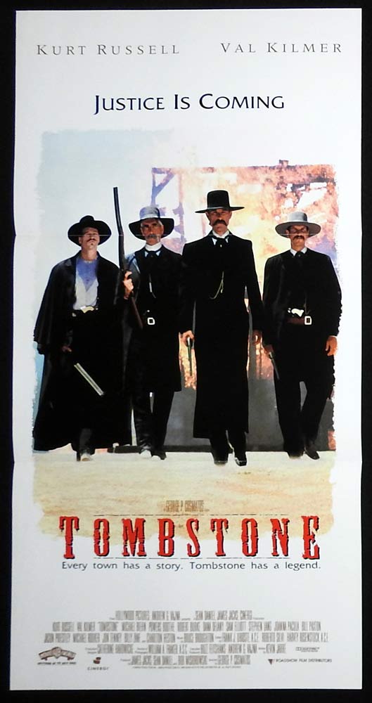 TOMBSTONE Original Daybill Movie poster Val Kilmer Kurt Russell