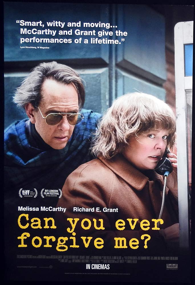 CAN YOU EVER FORGIVE ME Original DS US One Sheet Movie Poster Melissa McCarthy Richard E. Grant