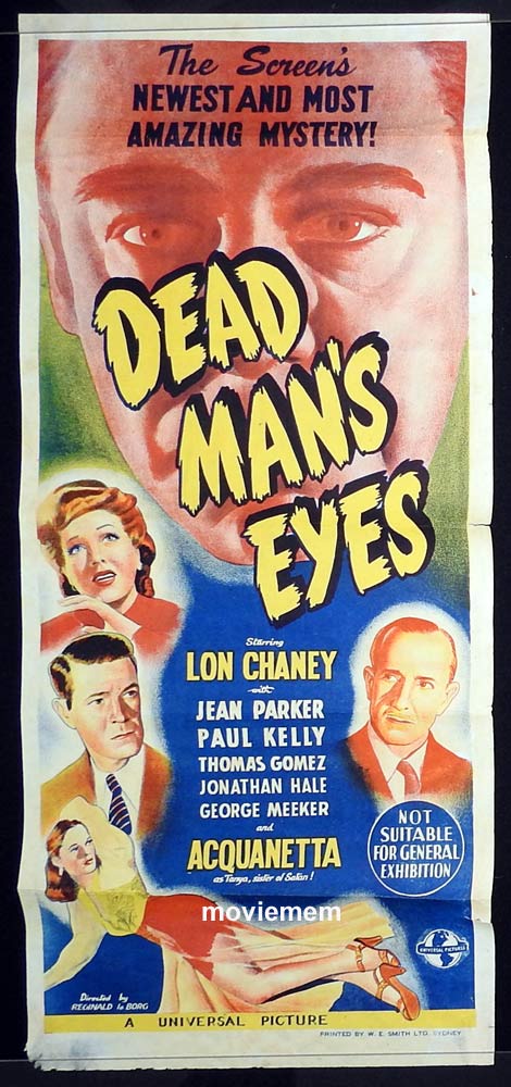 DEAD MANS EYES Original Daybill Movie Poster Lon Chaney Jr Universal Horror