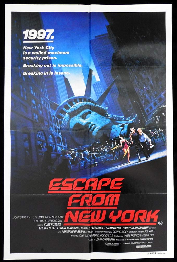 ESCAPE FROM NEW YORK Original Australian One Sheet Movie Poster Kurt Russell