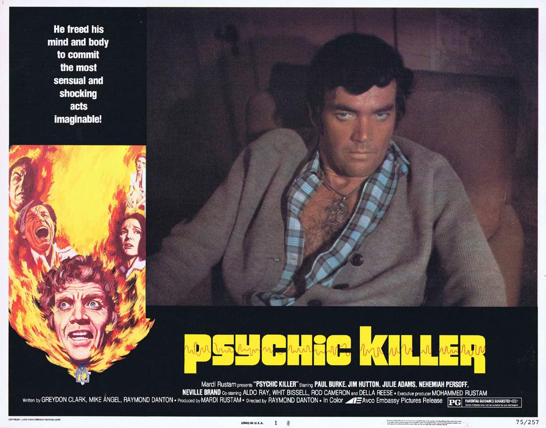 PSYCHIC KILLER Original Lobby Card 1 Paul Burke Jim Hutton Julie Adams Horror Slasher
