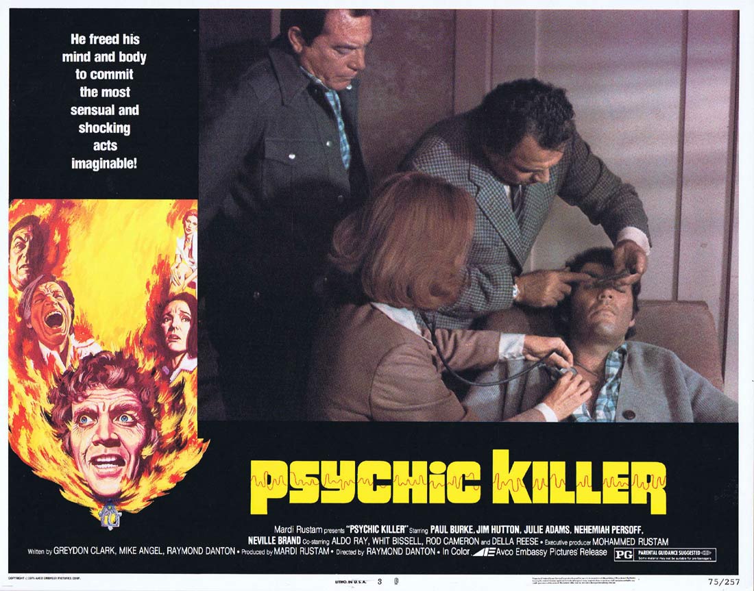PSYCHIC KILLER Original Lobby Card 7 Paul Burke Jim Hutton Julie Adams Horror Slasher