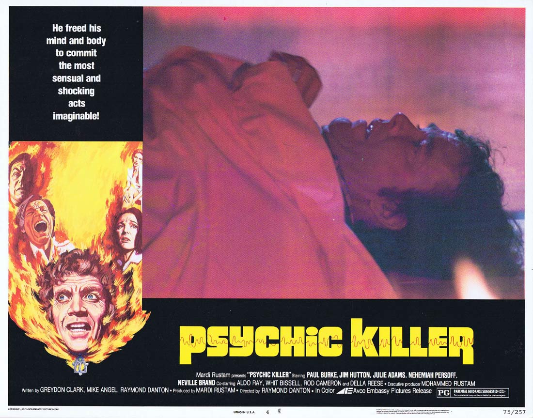 PSYCHIC KILLER Original Lobby Card 6 Paul Burke Jim Hutton Julie Adams Horror Slasher