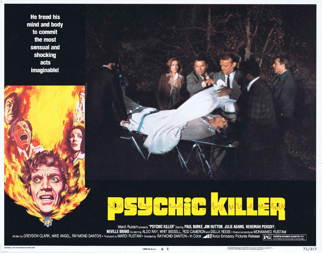 PSYCHIC KILLER Original Lobby Card 4 Paul Burke Jim Hutton Julie Adams Horror Slasher