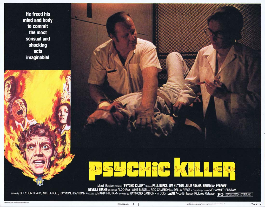 PSYCHIC KILLER Original Lobby Card 3 Paul Burke Jim Hutton Julie Adams Horror Slasher