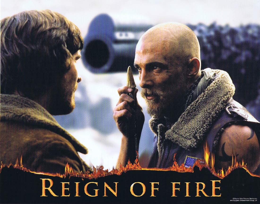 REIGN OF FIRE Original Lobby Card 4 Matthew McConaughey Christian Bale Sci Fi