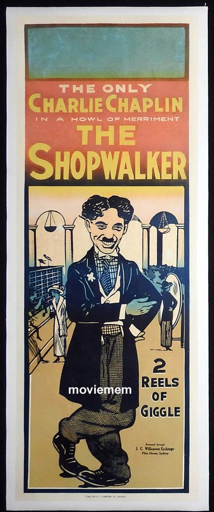 THE SHOPWALKER aka THE FLOORWALKER Original 1924r Daybill Movie Poster Charlie Chaplin