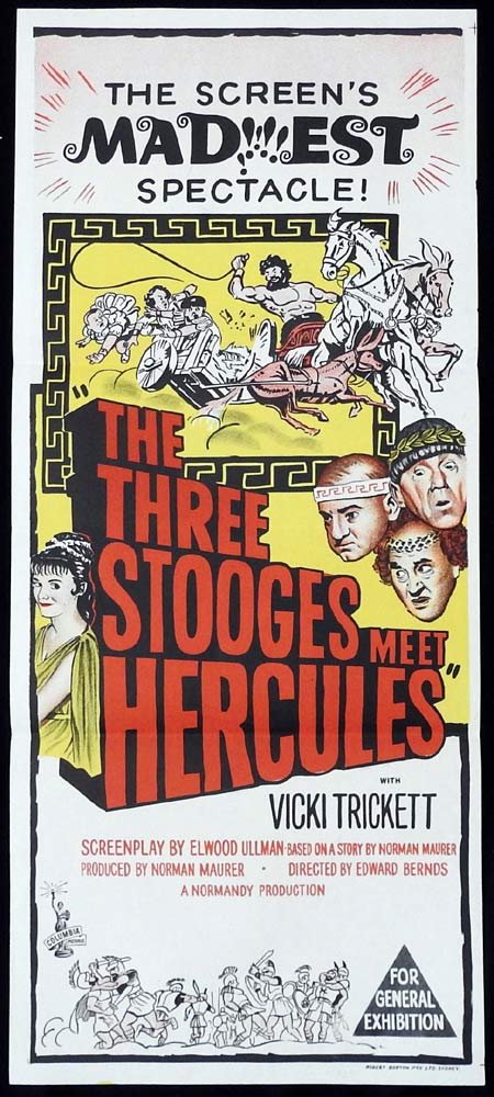 THREE STOOGES MEET HERCULES Original Daybill Movie poster 1962