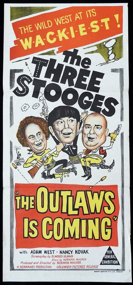 THE THREE STOOGES THE OUTLAWS IS COMING Original Daybill Movie poster 1965