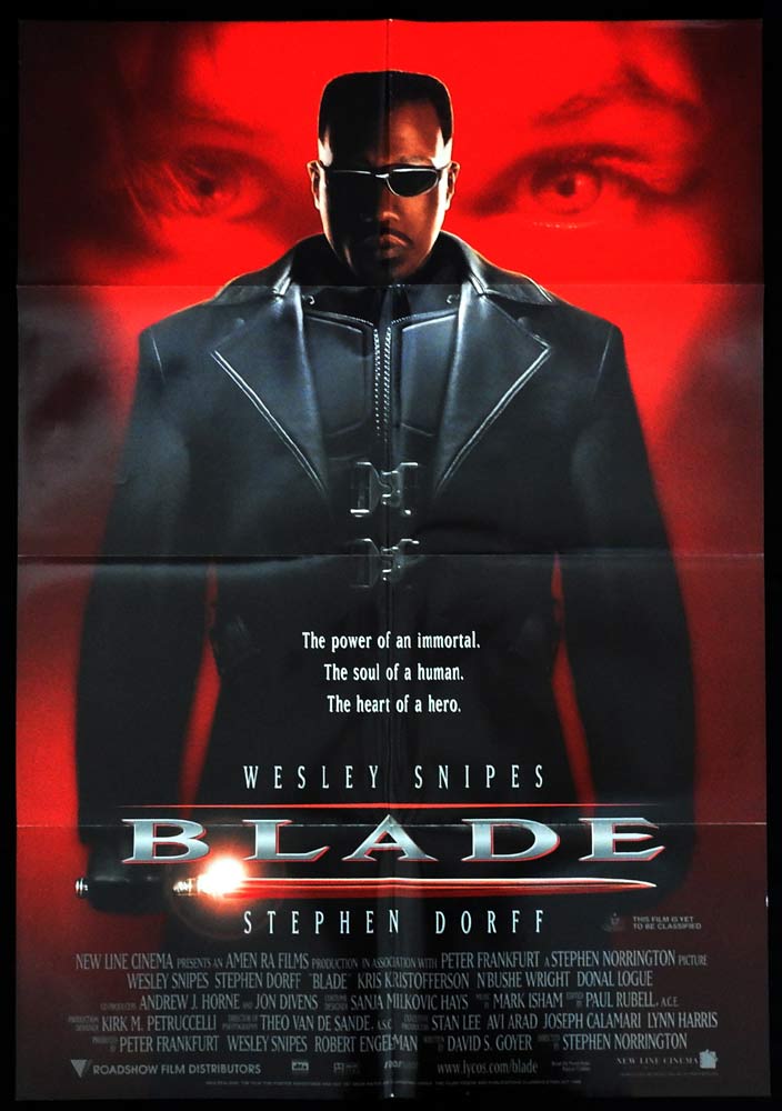 BLADE Original One Sheet Movie Poster Wesley Snipes Stephen Dorff