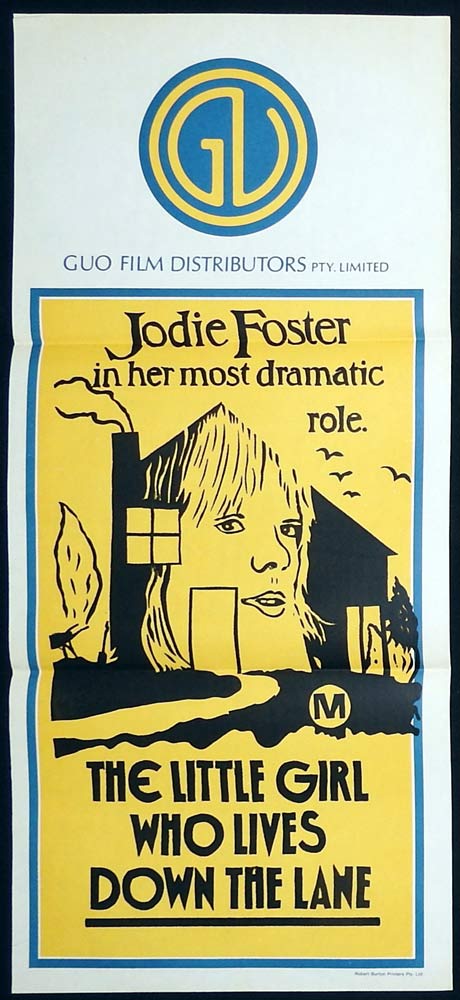 THE LITTLE GIRL WHO LIVES DOWN THE LANE Original GUO 1970s Stock Daybill Movie poster Jodie Foster