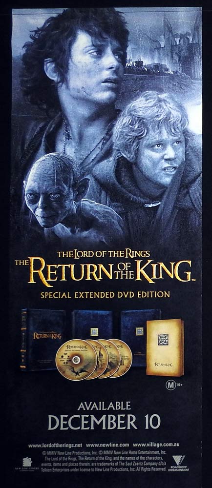 THE LORD OF THE RINGS RETURN OF THE KING Original ROLLED DS 2004 DVD release Door Panel “D”