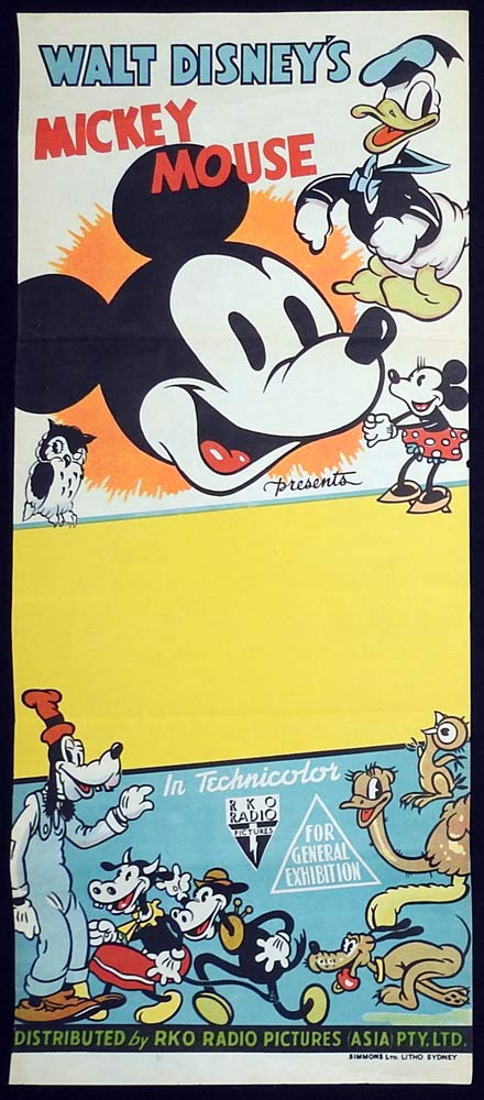 MICKEY MOUSE PRESENTS early 1940s RKO Original Daybill Movie poster Donald Duck and all the characters