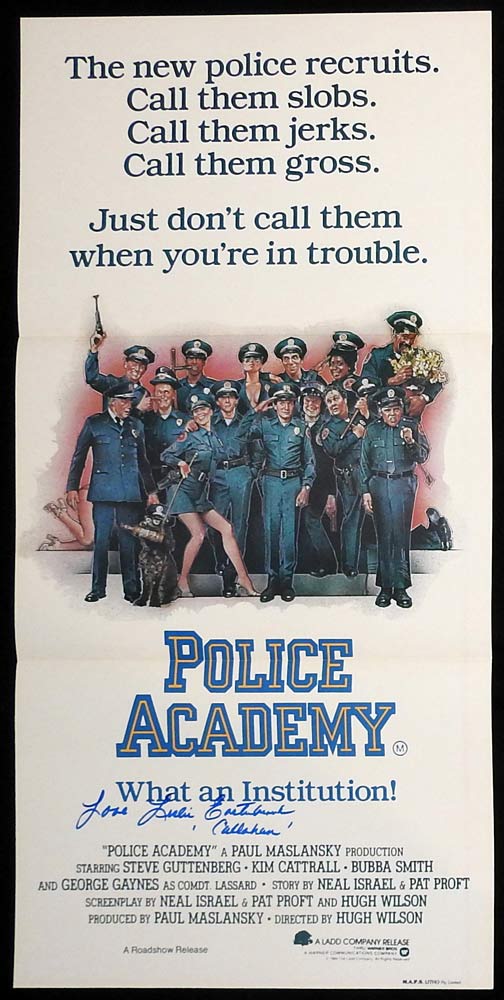 POLICE ACADEMY Original Daybill Movie poster LESLIE EASTERBROOK Autograph Callahan